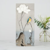 キングフィッシャーと蓮の花 - 小原古邨 - カード (スタンド正面)