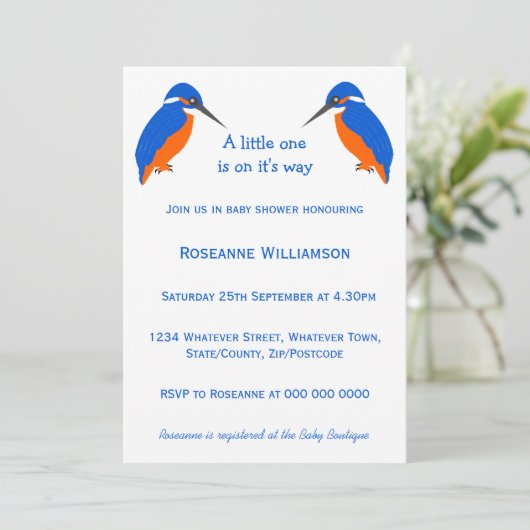 キングフィッシャーデザインベビーシャワー 招待状 (スタンド正面)