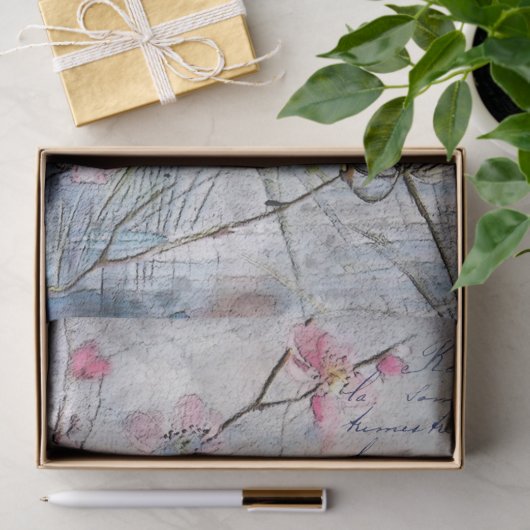 キングフィッシャーバードピンクの花フランスのの切り離し工芸 薄葉紙 (ギフト)