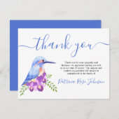 キングフィッシャーブルーバード葬儀ありがとうノートカード サンキューカード (正面/裏面)