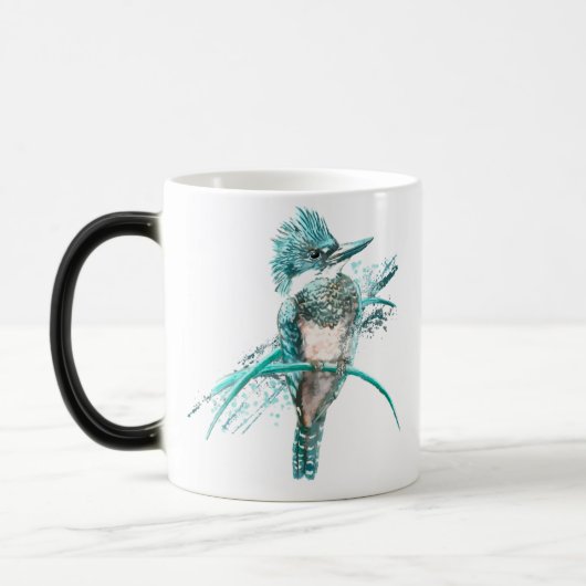 キングフィッシャー鳥グラフィックアート野生動物アート モーフィングマグカップ (左)