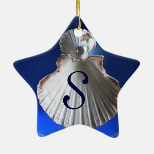 キングフィッシャー シーシェル ブルーサファイア スター モノグラム セラミックオーナメント (裏面)