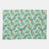 キングフィッシャー。鳥と葉鳥 キッチンタオル (横)