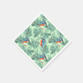 キングフィッシャー。鳥と葉鳥 スタンダードカクテルナプキン (角)