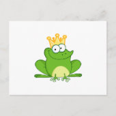 キングフロッグカエル王冠グリーンかわいい漫画の動物 ポストカード (正面)