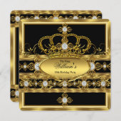 キングプリンスクイーン王室の金ゴールドダイヤモンドクラウンパーティー 招待状 (正面/裏面)