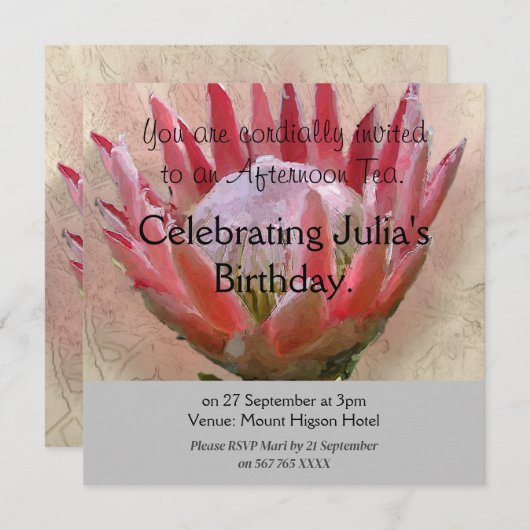 キングプロテアのご招待　ハイティー 招待状 (正面/裏面)