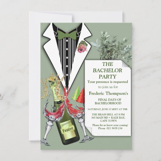 キングプロテアのタキシードコサージュ バチェラーパーティー (正面)