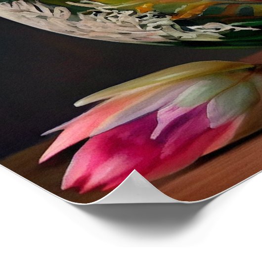 キングプロテアピンクイエローレッドビューティフルブーケ ポスター (角)