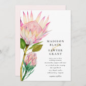 キングプロテアピンクフローラ結婚ズ 招待状 (正面/裏面)