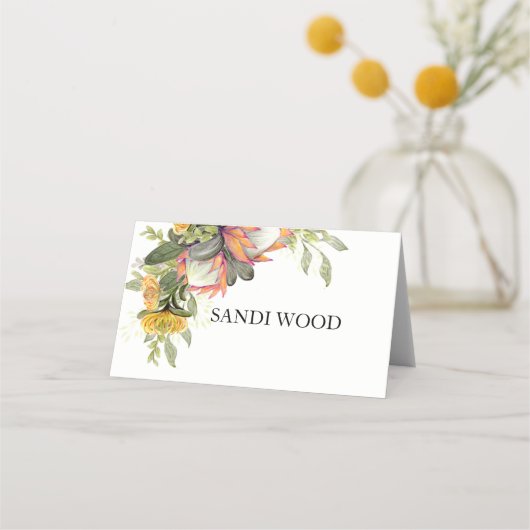 キングプロテアブーケ結婚の座席表 プレイスカード (正面)