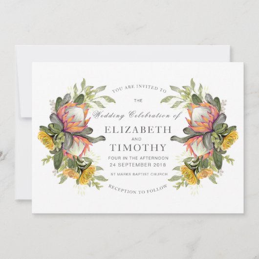 キングプロテアブーケ結婚式招待状 招待状 (正面)