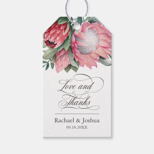 キングプロテア水彩植物体ありがとう ギフトタグ (正面)