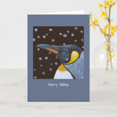キングペンギンのホリデーカード カード (黄色い花)