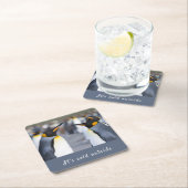 キングペンギンの写真の外は寒くて文字 スクエアペーパーコースター (インサイチュ)