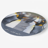 キングペンギンの写真の外は寒くて文字 ペーパープレート (アングル)