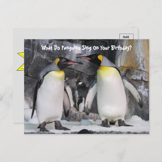 キングペンギンの面白い誕生日ポストカード ポストカード (正面/裏面)