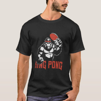 キングポン面白い卓球ゴリラTシャツ Tシャツ