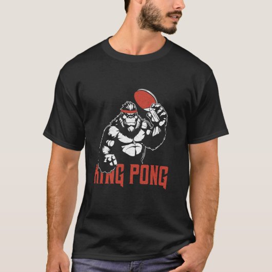キングポン面白い卓球ゴリラTシャツ Tシャツ (正面)
