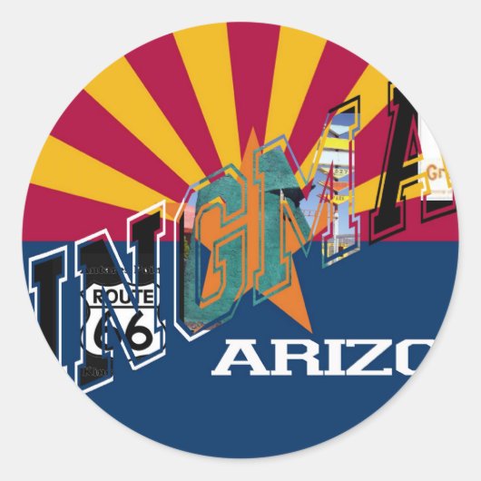 キングマンアリゾナ州旗ルート66 ラウンドシール (正面)