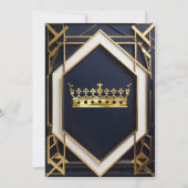 キングマン60th誕生日パーティークラウン金ゴールドネイビーブルー 招待状 (裏面)