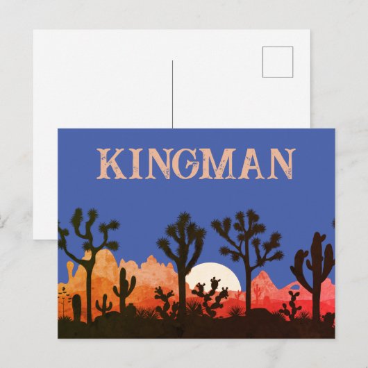 キングマン アリゾナ サボテン 月の出 南西 日没 ポストカード (正面/裏面)