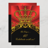 キングリーガルレッドクイーン金ゴールド王室の誕生日パーティー 招待状 (正面/裏面)