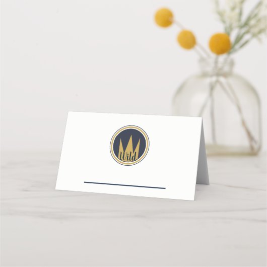 キングワイルドthing金ゴールドクラウンバーラップ誕生日パーティー プレイスカード (正面)