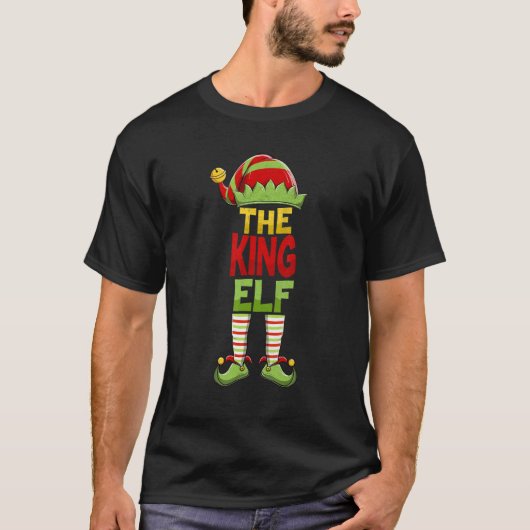 キング小妖精や小人ファミリーマッチンググループクリスマスパジャマ Tシャツ (正面)
