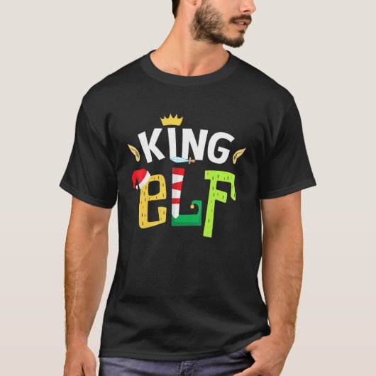 キング小妖精や小人小妖精や小人分隊ファミリークリスマスマッチングティー Tシャツ (正面)