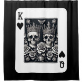 キング王室の&クイーンハートスカル&バラ シャワーカーテン (正面)