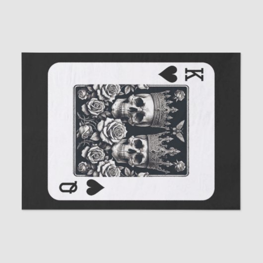 キング王室の&クイーンハートスカル&バラ 薄葉紙 (正面)