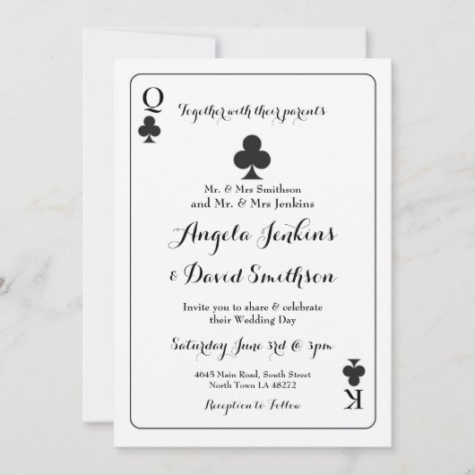 キング結婚クイーンエースクラブ遊ズカード招待状 招待状 (正面)