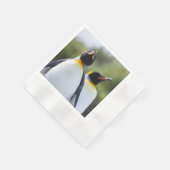 キング誇りを持ったペンギン写真 縁ありカクテルナプキン (角)