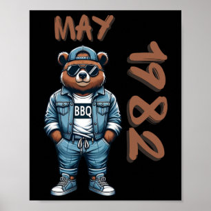 キング・オブ・グリルマスター・ベア BBQ好きなパパの誕生日 ポスター
