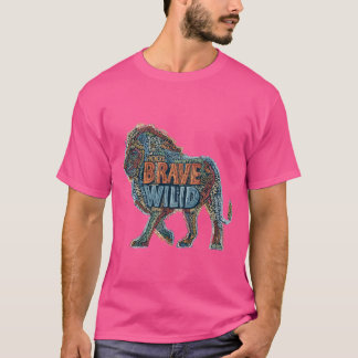 キング・オブ・ザ・ワイルド – ライオカラフルンタイポグラフィメンズ Tシャツ