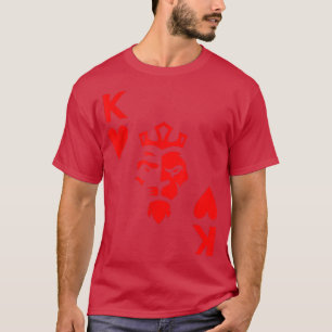 キング・オブ・ハートトランプのポーカーカードライオンキングオブザギャンブラー Tシャツ