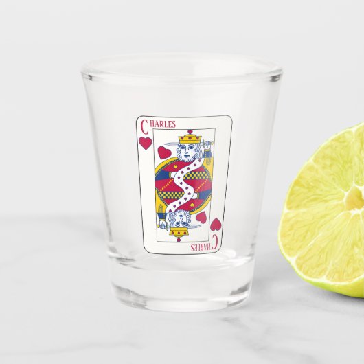 キング・オブ・ハート遊名前をカスタムするズ・カード ショットグラス (正面)