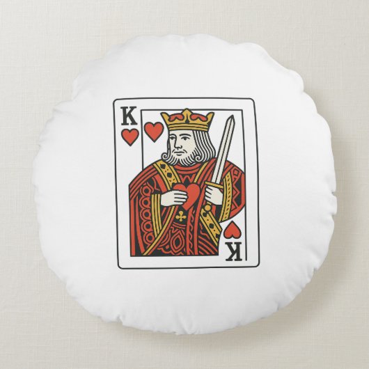 キング・オブ・ハート— Regal Red & 金ゴールド ラウンドクッション (正面)