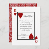 キング/クイーンのトランプの感謝カード サンキューカード (正面/裏面)