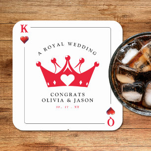 キング&クイーンオブカジノハートトランプのポーカーカード結婚ズ スクエアペーパーコースター