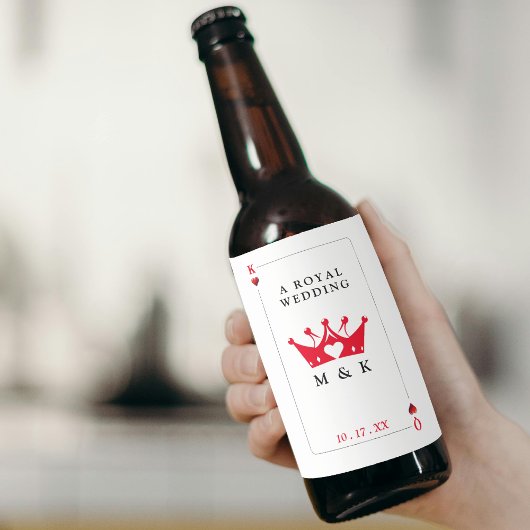 キング&クイーンオブカジノハートトランプのポーカーカード結婚ズ ビールラベル