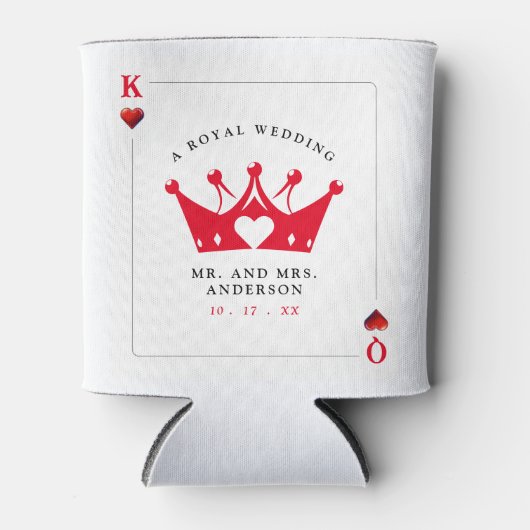 キング&クイーンオブカジノハートトランプのポーカーカード結婚ズ 缶クーラー (正面)