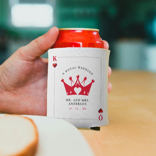 キング&クイーンオブカジノハートトランプのポーカーカード結婚ズ 缶クーラー