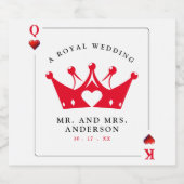 キング&クイーンオブカジノハートトランプのポーカーカード スパークリングワインラベル (シングルラベル)