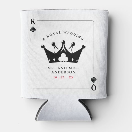 キング&クイーンオブクラブカジノトランプのポーカーカー結婚ド 缶クーラー (正面)