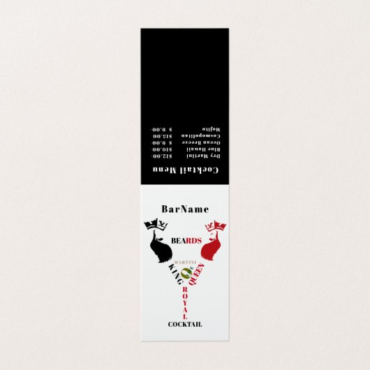 キング&クイーンビアズカクテル王室のメニュー 名刺 (外部フラット)