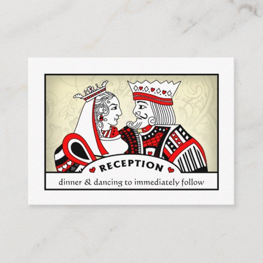 キング&クイーン – 3.5 x 2.5ウェディングレセプションカード エンクロージャーカード (正面)