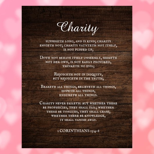 キング・ジェームズ・バイブル第1コリント13 素朴節 キャンバスプリント