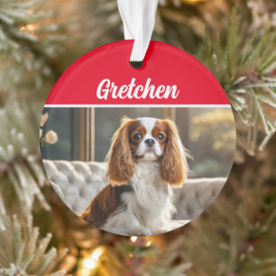 キング・チャールズスパニエル犬の名前と写真クリスマス オーナメント